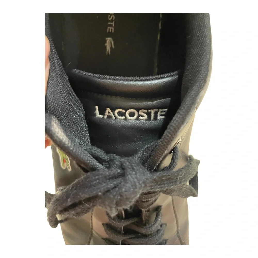 LACOSTE Carnaby EVO Black Leather Sneakers Size 13